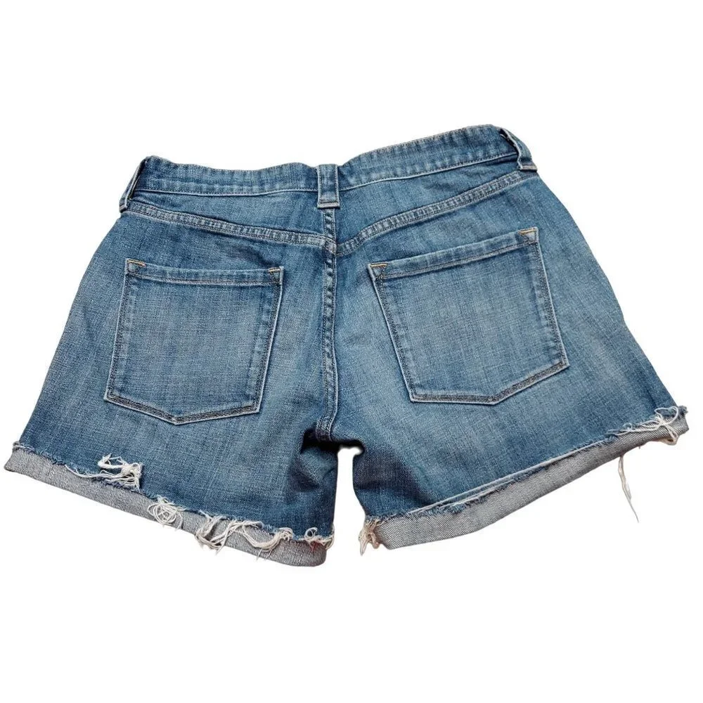 J. Crew Women's Blue Denim Cut Off Fringe Hem Shorts - Picture 3 of 6